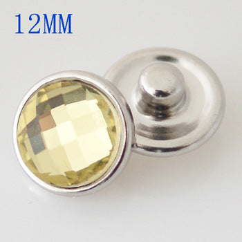 Faceted Crystal Mini Snap Button ~ 12mm ~ Lemon