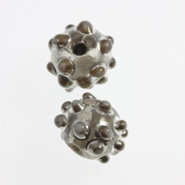 Lampwork Silver 10mm Round ~ Silver Spots ~ Bag of 4