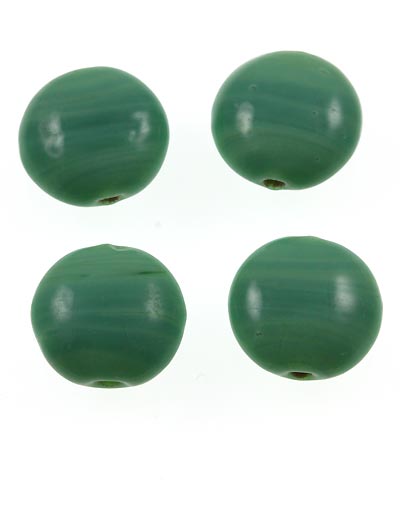 20 x Lentil Glass Beads ~ 15mm ~ Sea Green