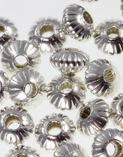 Silver Plate ~ Bicone Spacer Beads x 10 ~ 4mm  (Made in the UK)