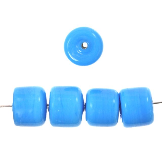10 x Drum Glass Beads 12mm ~ Opaque Turquoise
