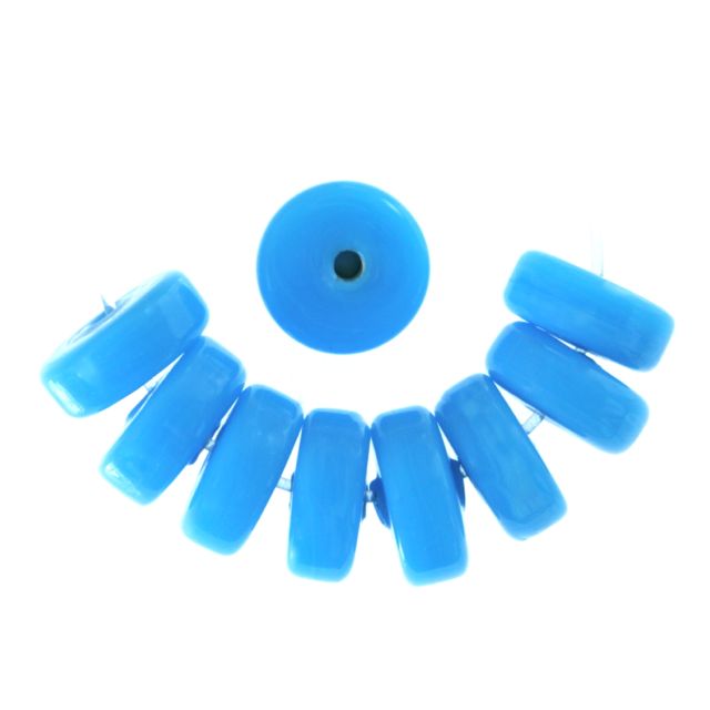 20 x Washer Glass Beads 12mm ~ Opaque Turquoise