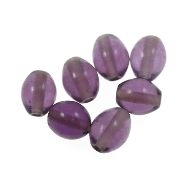 Oval Glass Bead ~ 9x11mm ~ Transparent Purple