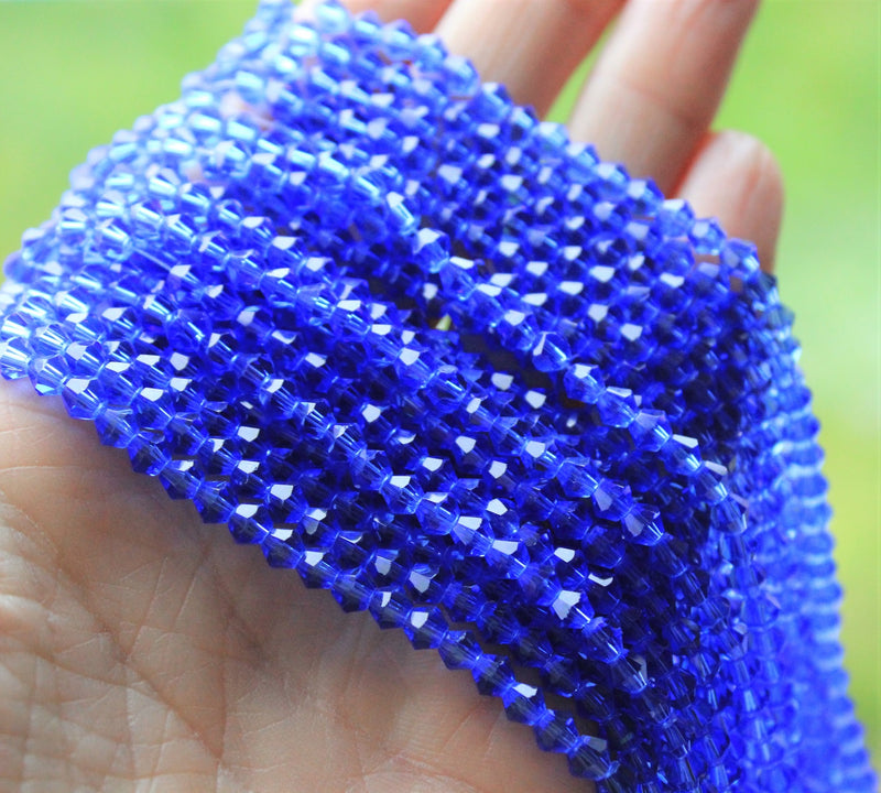 4mm Glass Bicones ~ approx. 96 Beads/String ~ Royal Blue