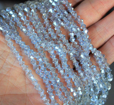 4mm Glass Bicones ~ approx. 96 Beads/String ~ Blue-Grey