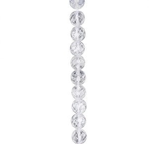 10mm Facet Round gemstone bead ~ Crackle Quartz Crystal (Heat Treated)
