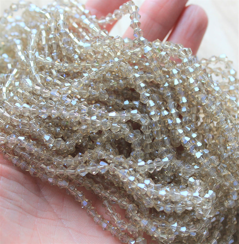 4mm Glass Bicones ~ approx. 85 Beads/String ~ Crystal Wheat