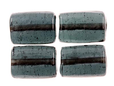 20 x Rectangle Glass Beads ~ 15x10mm ~ Transparent Black