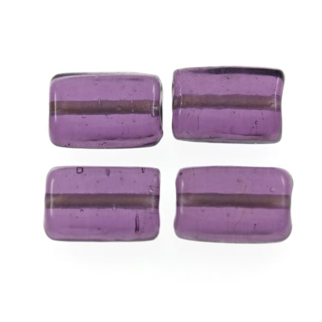 20 x Rectangle Glass Beads ~ 15x10mm ~ Transparent Purple
