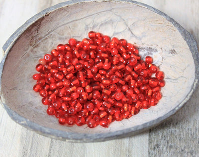 150 x Round Glass Beads ~ 4mm ~ Red