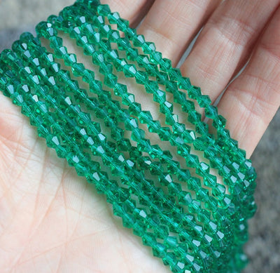4mm Glass Bicones ~ approx. 88 Beads/String ~ Sea Green