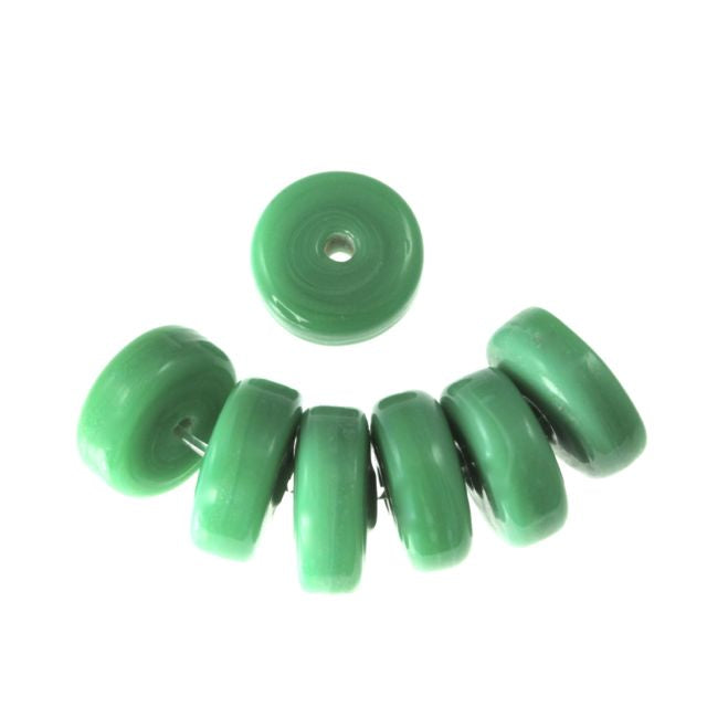 20 x Washer Glass Beads 12mm ~ Sea Green