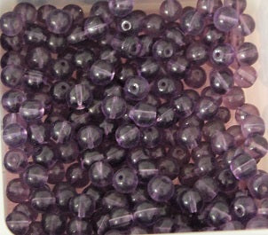 100 x Round Glass Beads ~ 6mm ~ Transparent Tanzanite