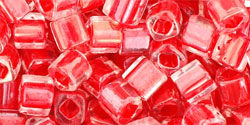 TOHO 4mm Cube Beads ~ 10g  Inside-Colour Tomato Lined