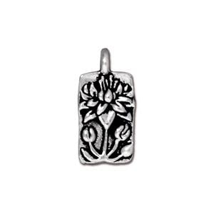 TierraCast Floating Lotus Charm ~ Antique Silver