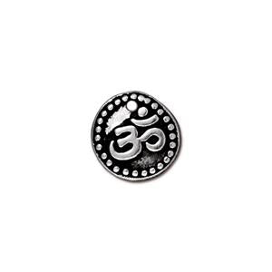 TierraCast Charm ~ Om Coin ~ Antique Silver