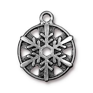 TierraCast Snowflake Charm ~ 3-4 " ~ Antique Silver