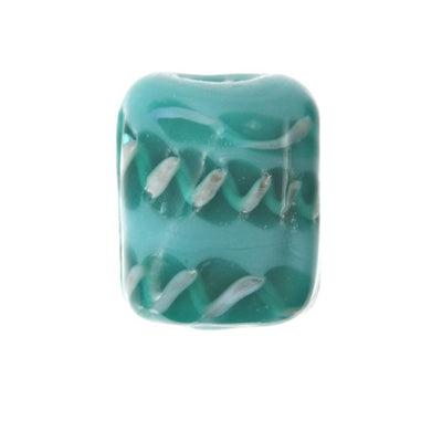 20 x Twisted Ribbon Glass Beads ~ Rectangle Twist ~ Teal