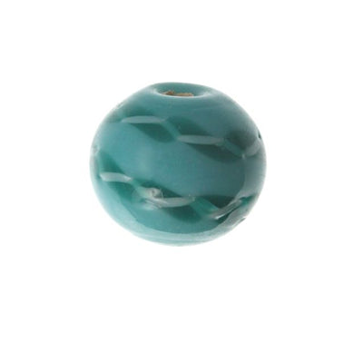 20 x Twisted Ribbon Glass Beads ~ 10mm Round ~ Teal
