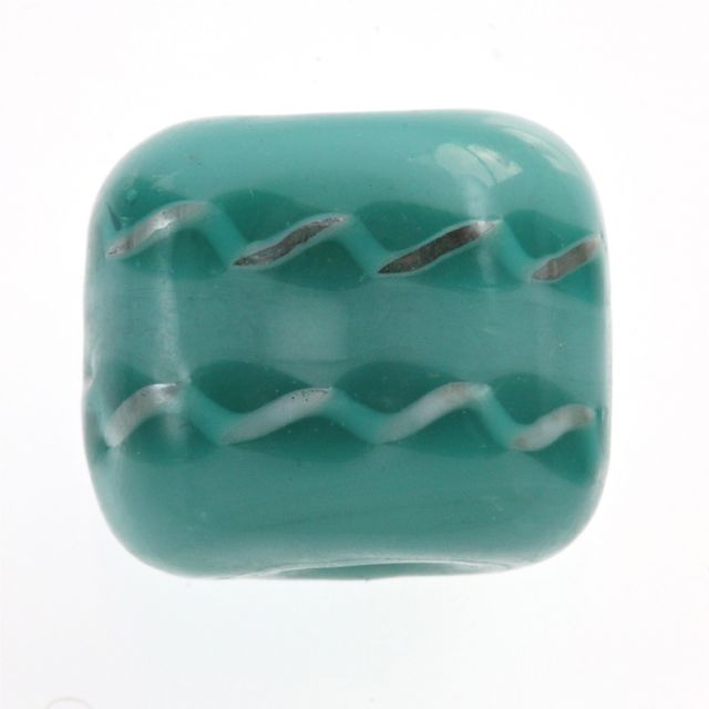 20 x Twisted Ribbon Glass Beads ~ Square ~ Teal