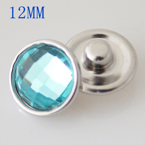 Faceted Crystal Mini Snap Button ~ 12mm ~ Aqua