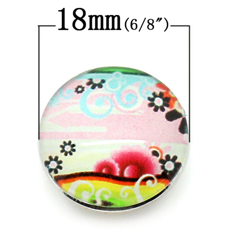 Colourful Glass Snap Button ~ 18mm