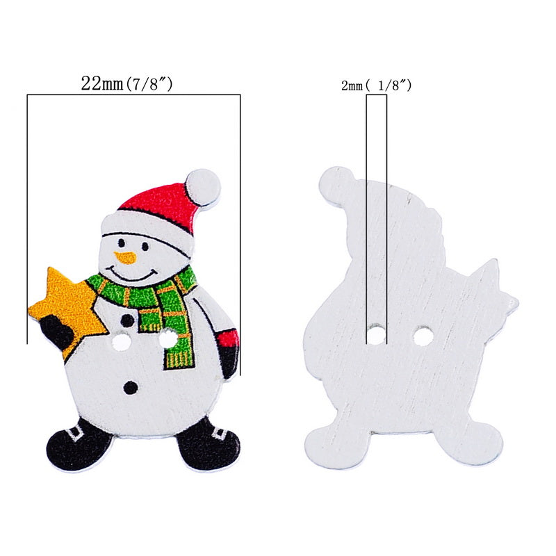 Christmas Snowman Wooden Button ~ 3.2x2.2cm  ~ Buy One Get One FREE