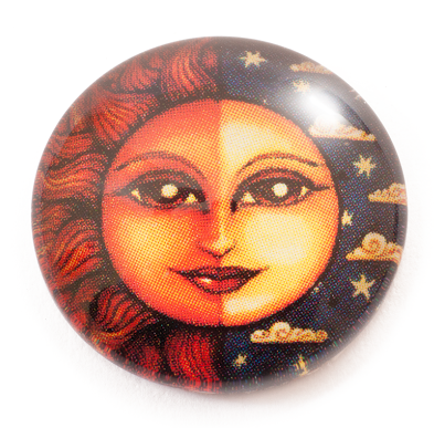 Thick Glass Dome Cabochon ~ 20mm ~ Sun & Moon