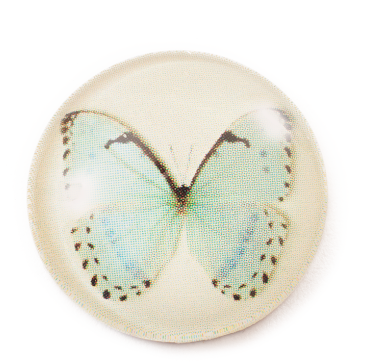 Vintage Style Thick Glass Dome Cabochon ~ 20mm ~ Pale Butterfly