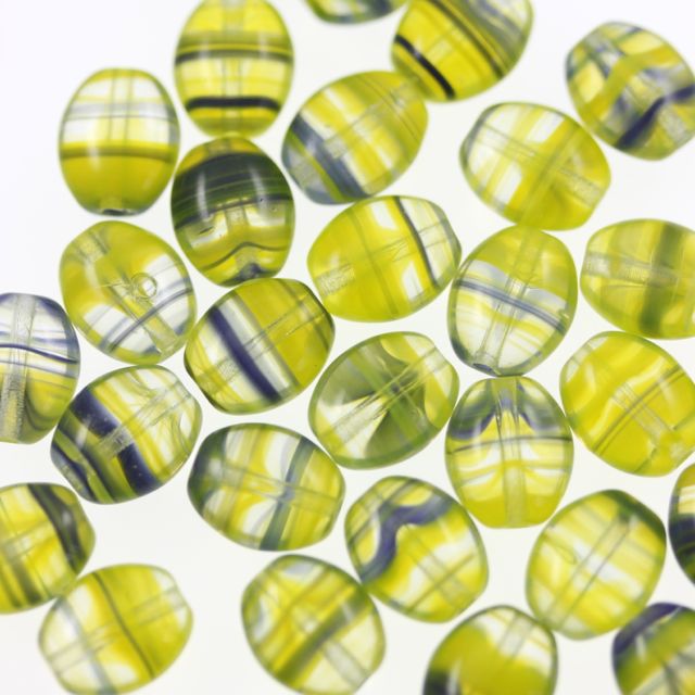 Czech Glass HurriCane Beads ~ Flat Ovals 8x6mm ~ Bag of 20 ~ Firefly Light