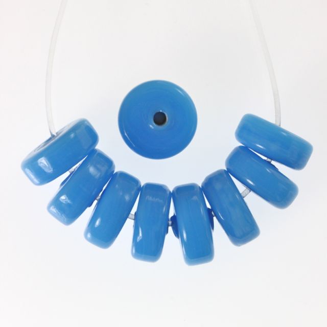20 x Washer Glass Beads 12mm ~ Cornflower Blue