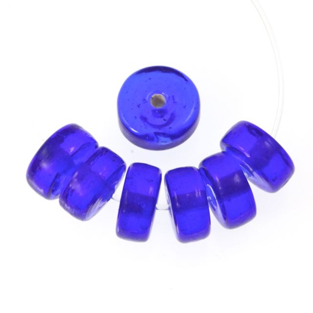 20 x Washer Glass Beads 12mm ~ Transparent Sapphire