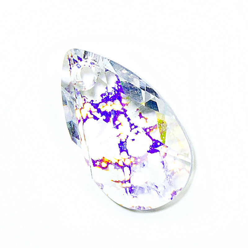 Swarovski Crystal Pear Pendant ~ 16mm ~ Crystal White Patina